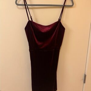 Burgundy Velvet Mini Dress